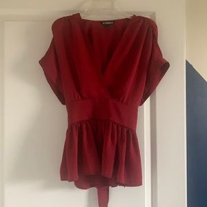 Red peplum wrap top from Express. Size XS